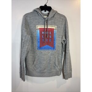 Hollister Hooded Sweatshirt Unisex‎ Small Beachy Coastal Surf Gray Grunge